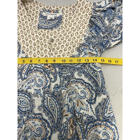 Lucky Brand Paisley Puff Sleeve Tiered Dress Size Small - Picture 7 of 9